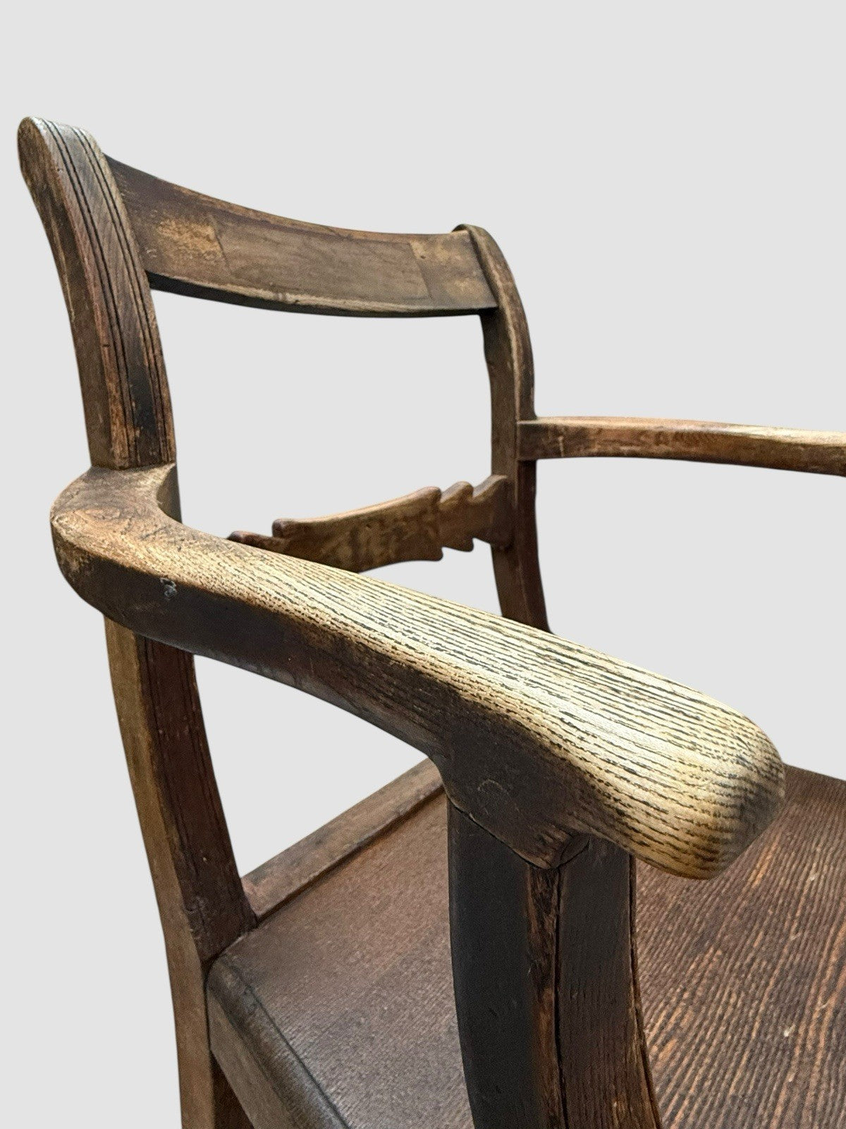 Antique Georgian Welsh Oak Carver Chair 18th Century Country Armchair