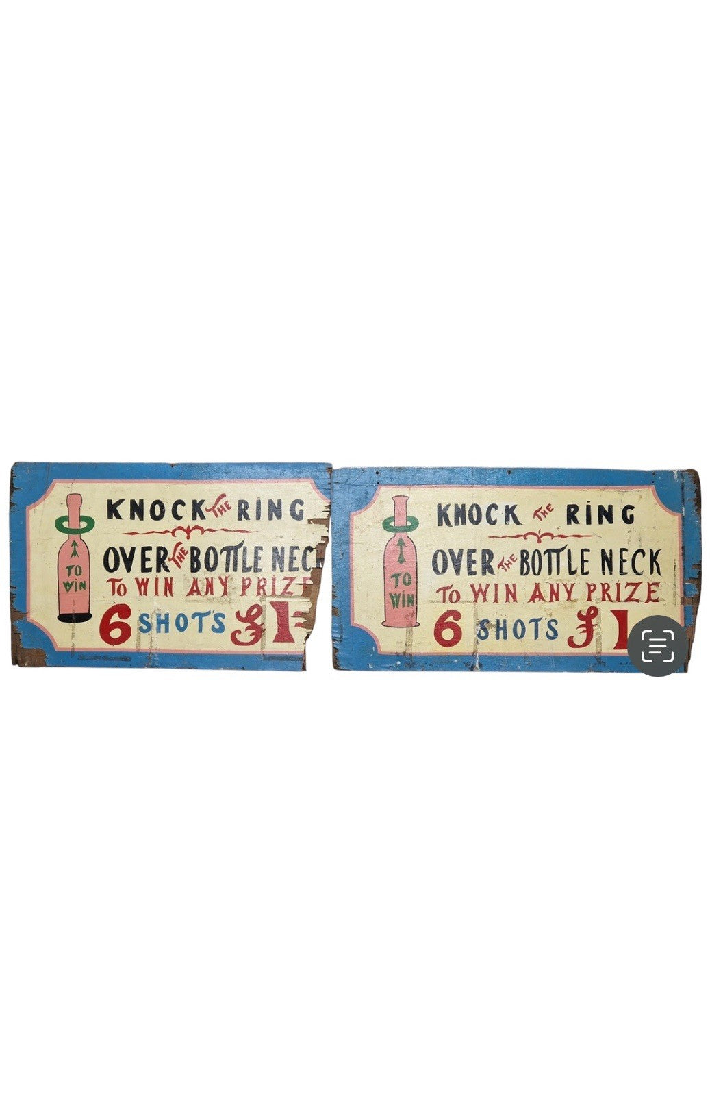 Original Hand Painted Wooden Fairground Tickets