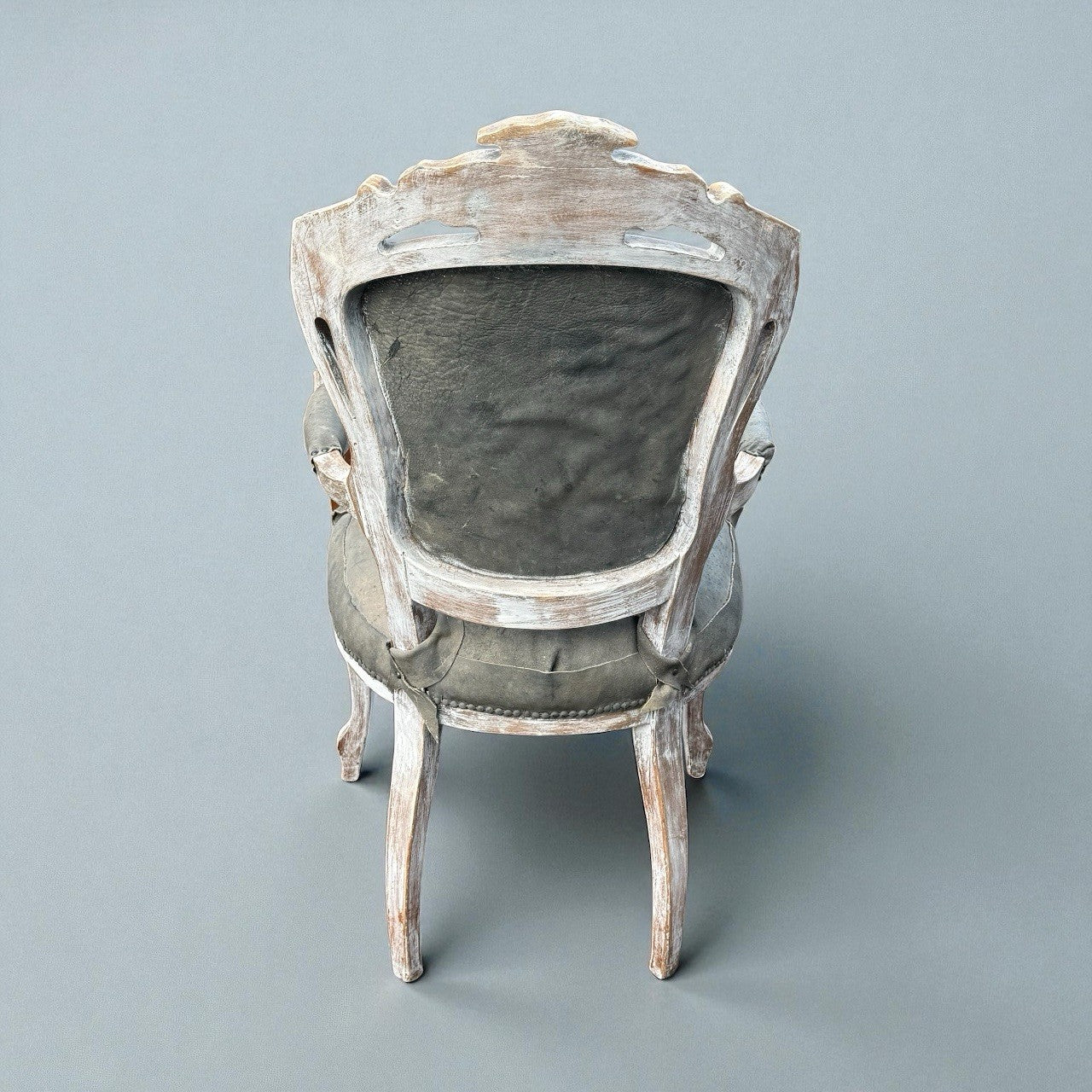 Vintage French Style Carved Armchair Shabby Chic Distressed Upholstered Chair