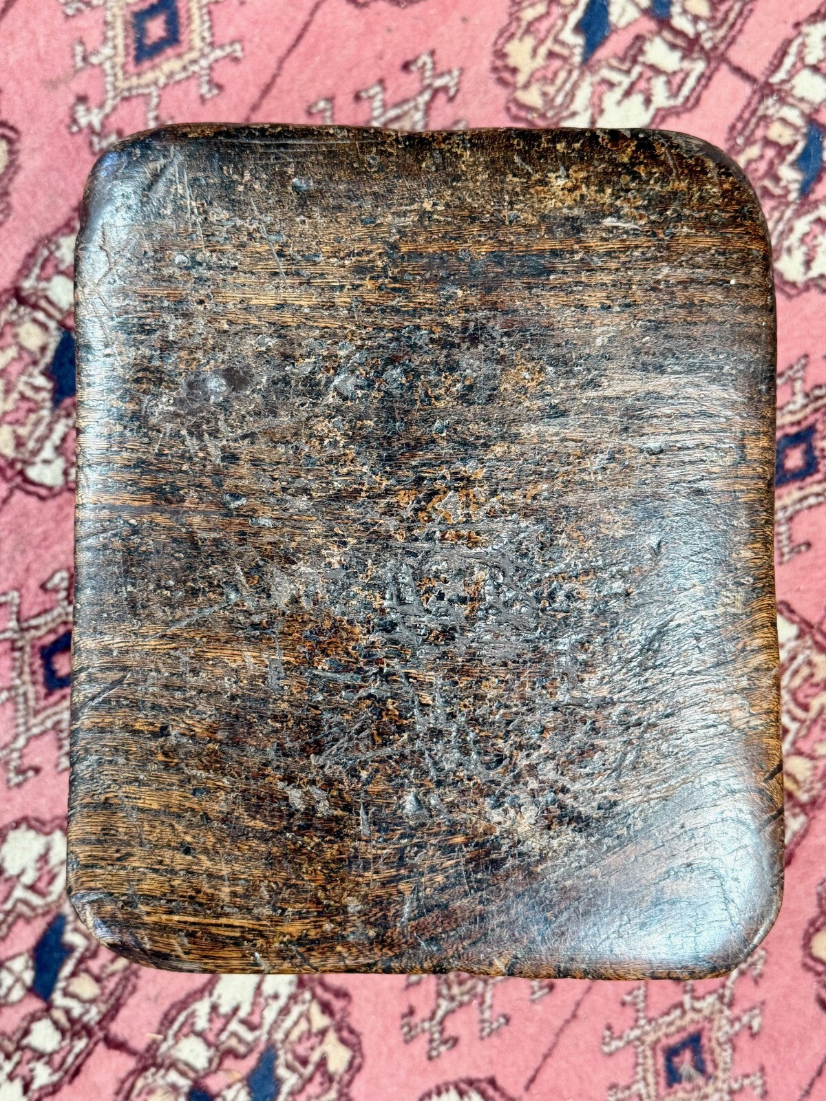 Tiny Oak Stool with Great Patina