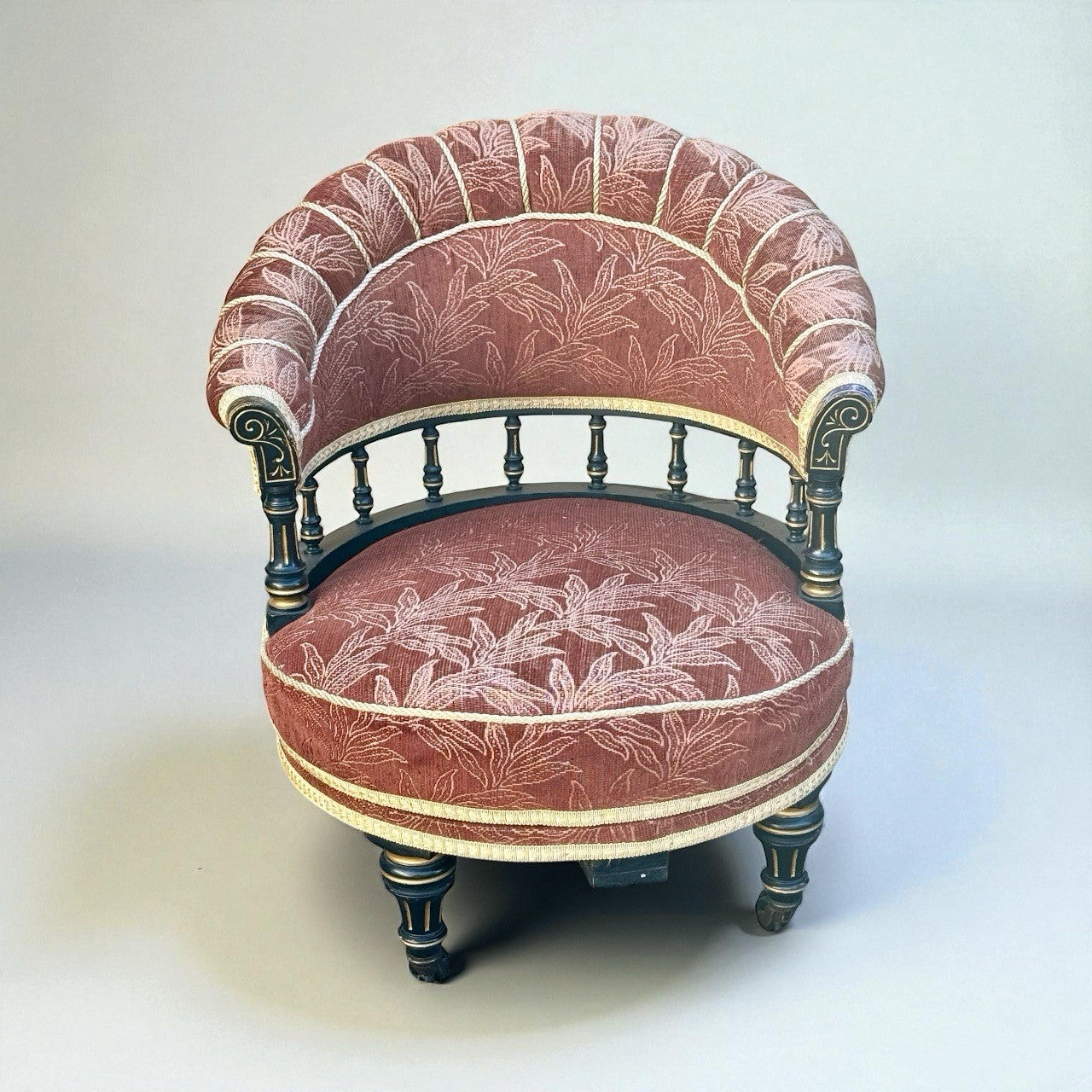 Antique Victorian Ebonised Revolving Armchair