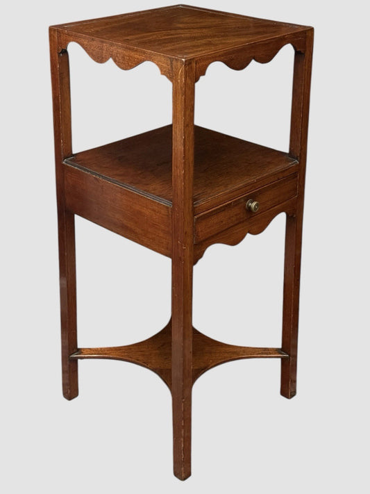Antique Victorian Mahogany Washstand Side Table Single Drawer Tier Stand 19th C