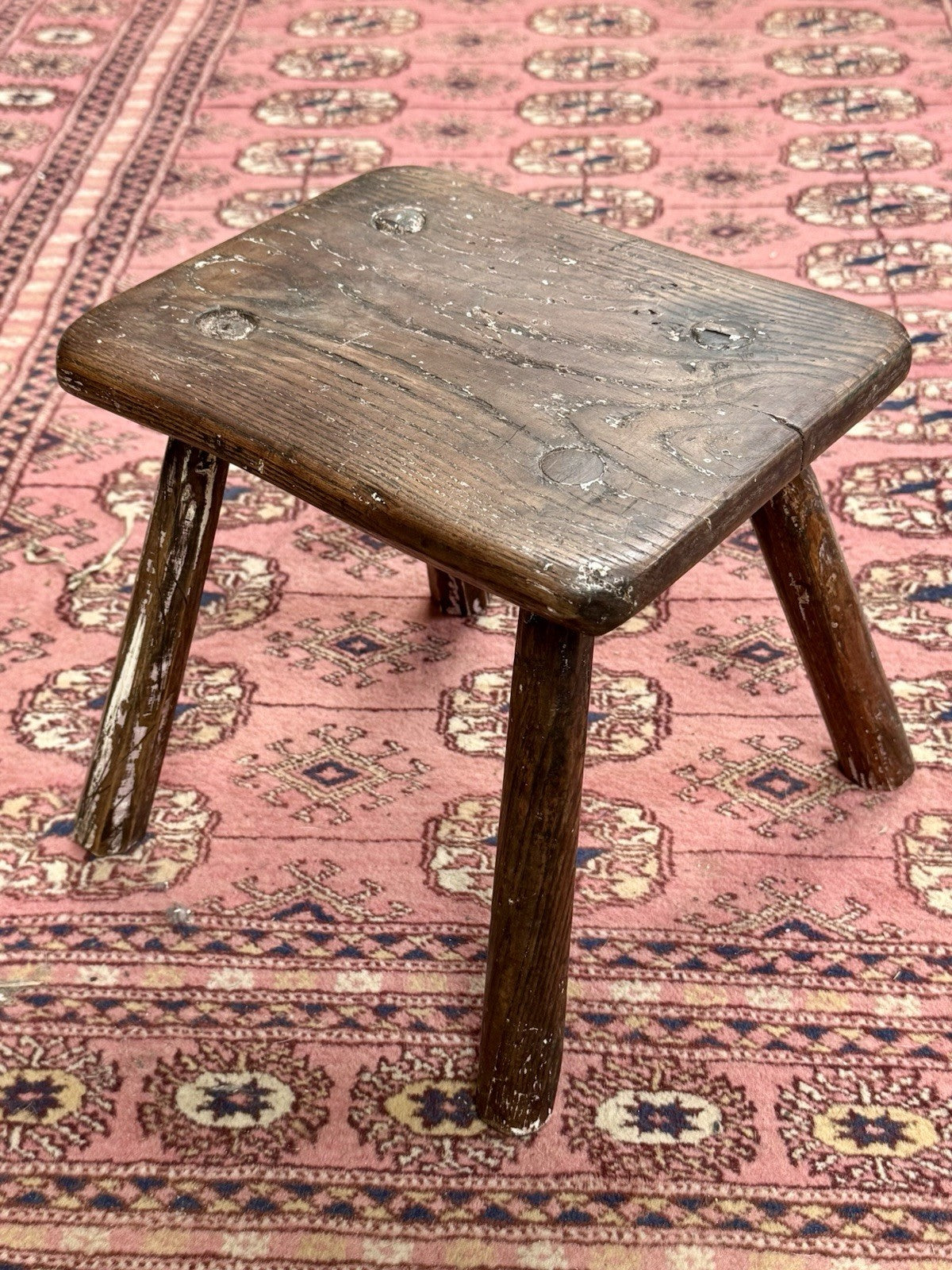 Tiny Antique Farmhouse Oak Stool
