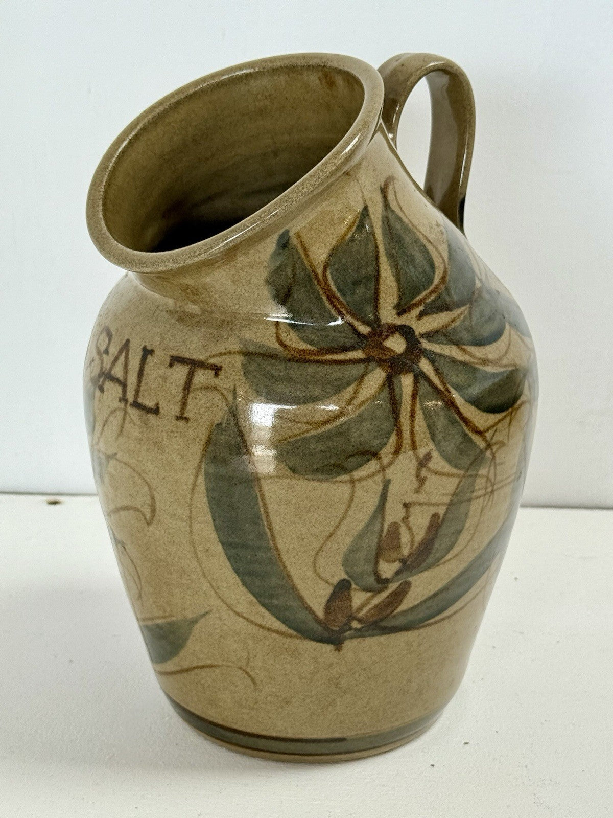 Studio Pottery Salt Pig Ceramic Stoneware Vintage Cottage Style Farmhouse VGC