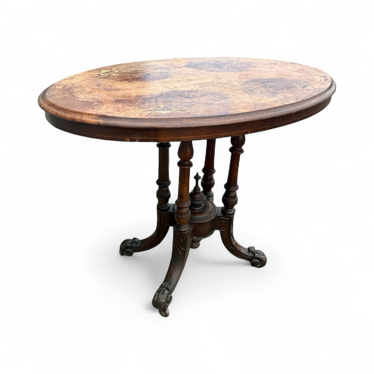 Victorian Walnut Inlaid Side Table