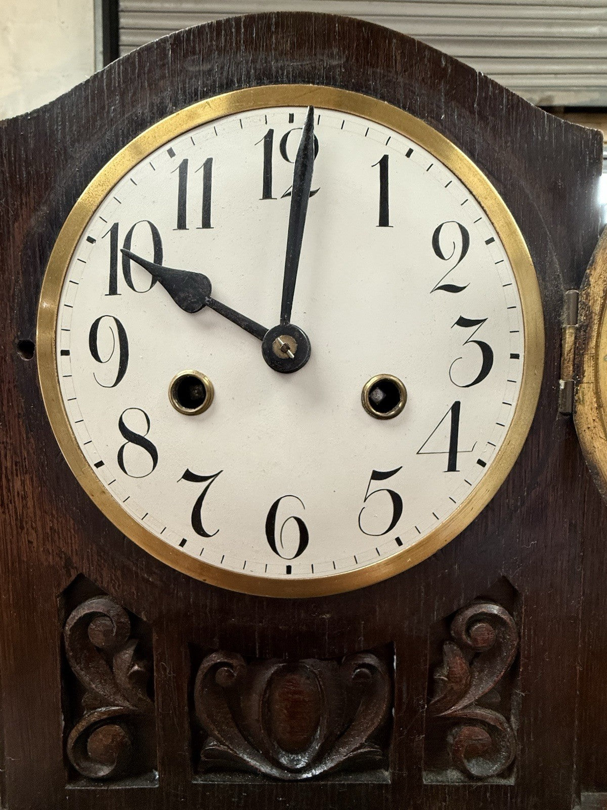 Antique Art Deco Oak Mantel Clock Mechanical Vintage 1920s 1930s