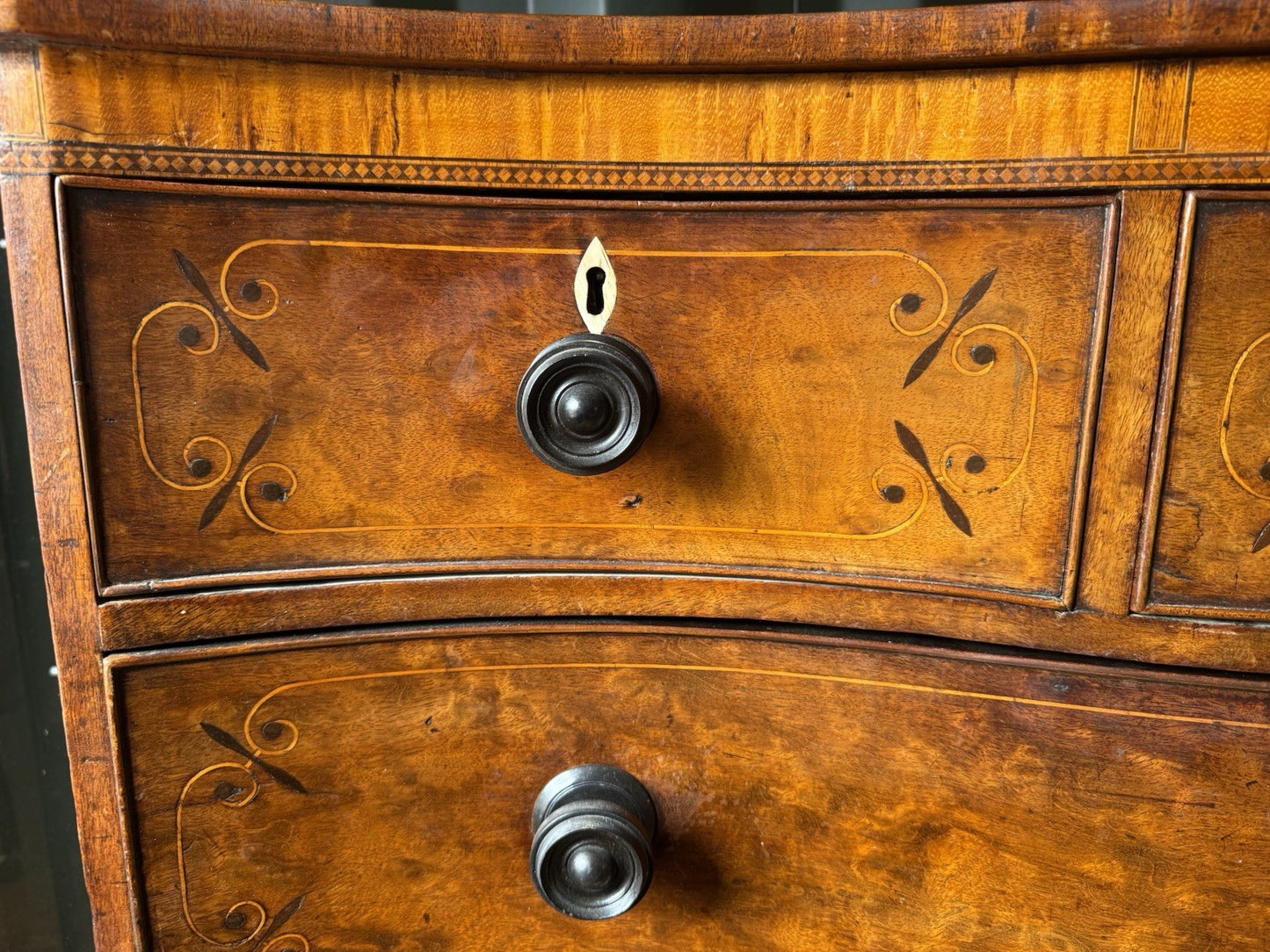 Antique Mahogany Serpentine Chest Of Drawers