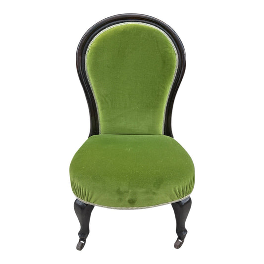 Antique Green Velvet Bedroom Chair 