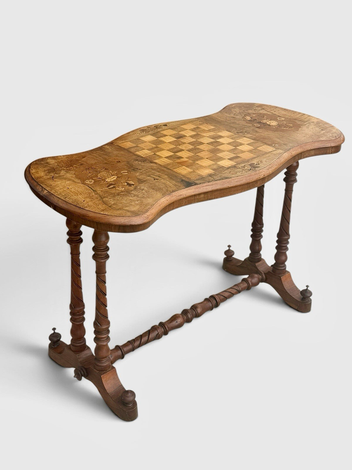 Antique Victorian Walnut Games Chess Table 19th Century Inlaid Board Side Table