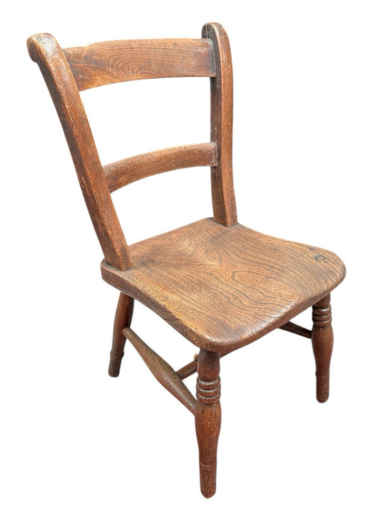 Antique Victorian Bar Back Children's Kitchen Chair in Oak