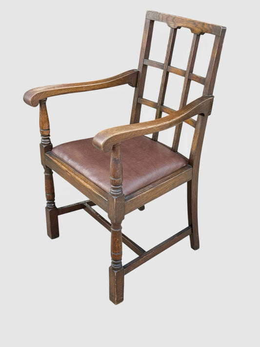 Antique Heals Style Oak Armchair Arts & Crafts Lounge Chair Early 20th C