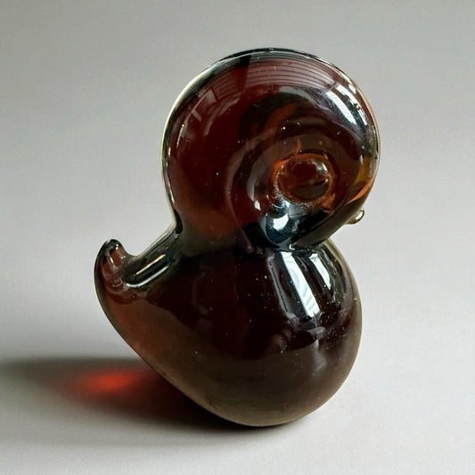 Pippi the Duck brown glass paperweight by Josef Marcolin for FM Konstglass M-250