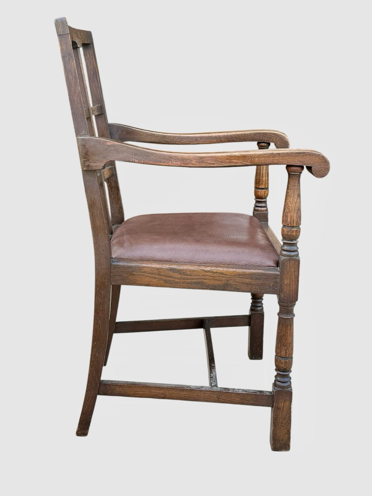 Antique Heals Style Oak Armchair Arts & Crafts Lounge Chair Early 20th C