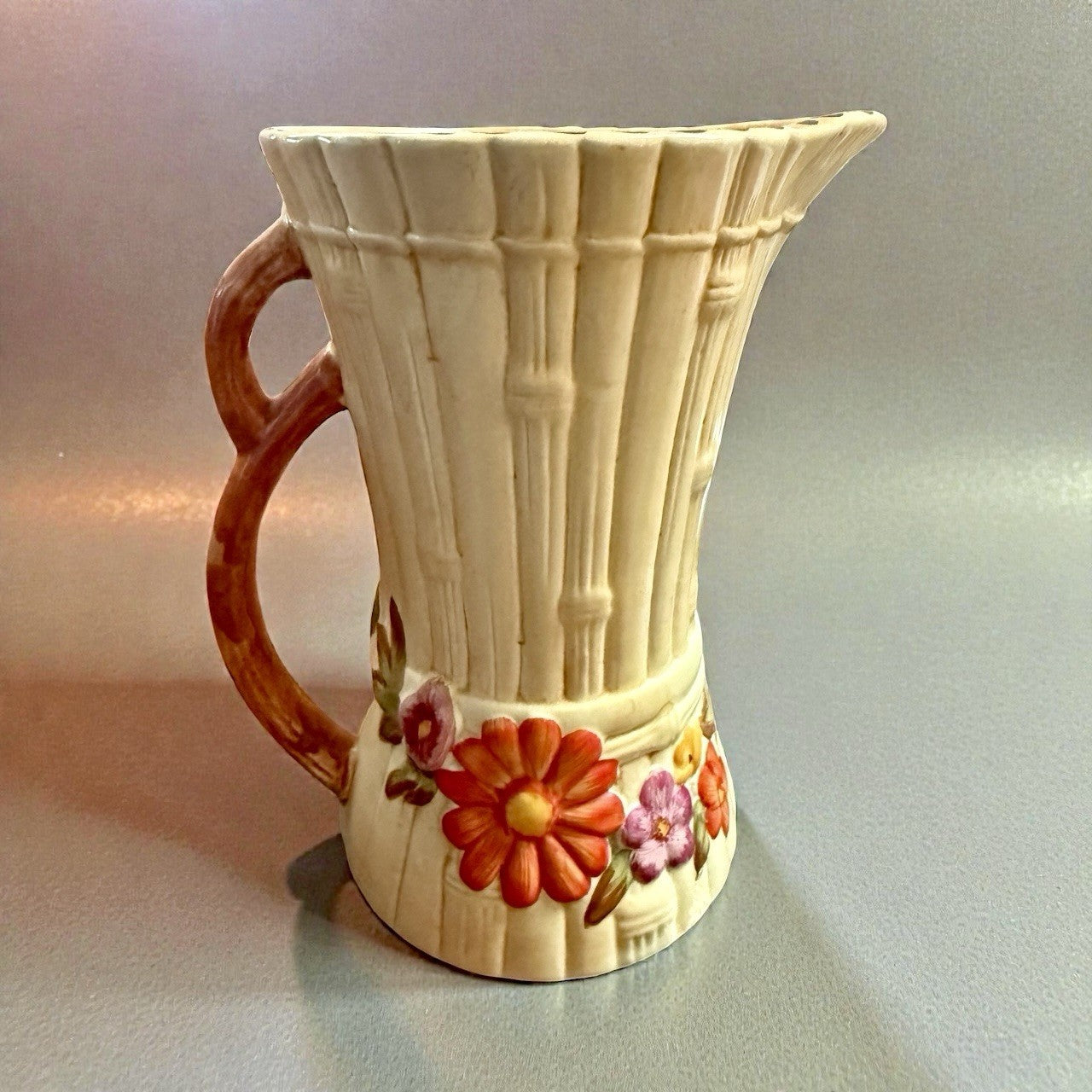 Vintage Maling Art Deco Bamboo Jug Hand Painted