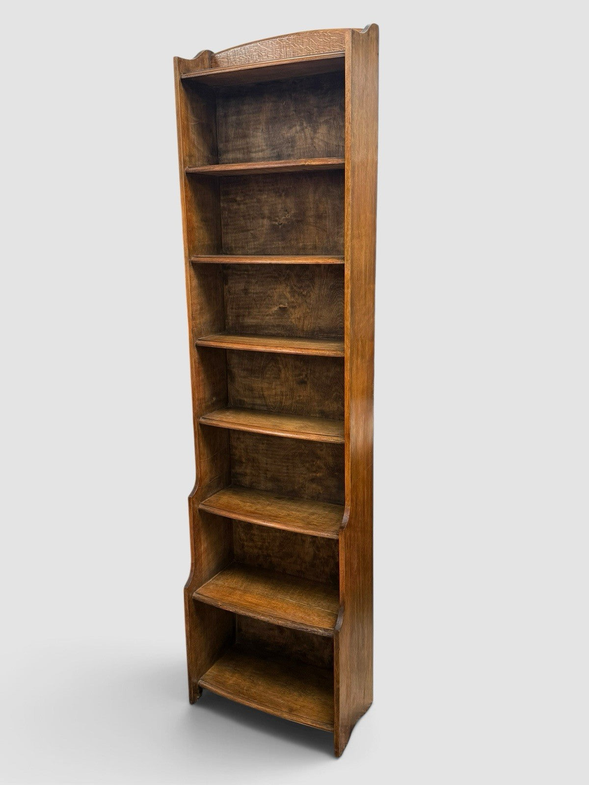 Antique Art Deco Waterfall Bookcase Vintage Oak 1910s Open Shelving