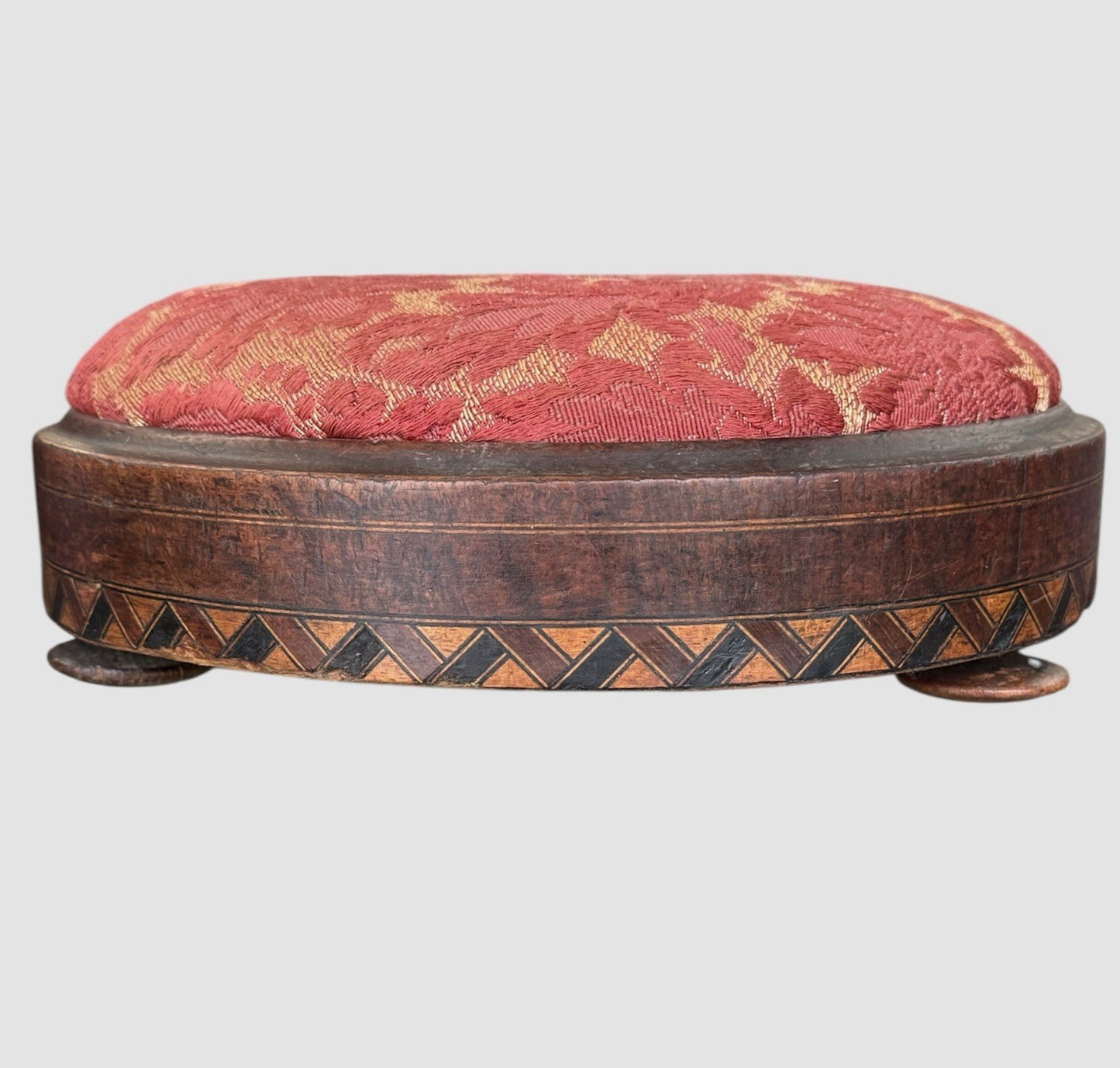 English Victorian Ebonised Cushioned Footstool Art Nouveau Detail