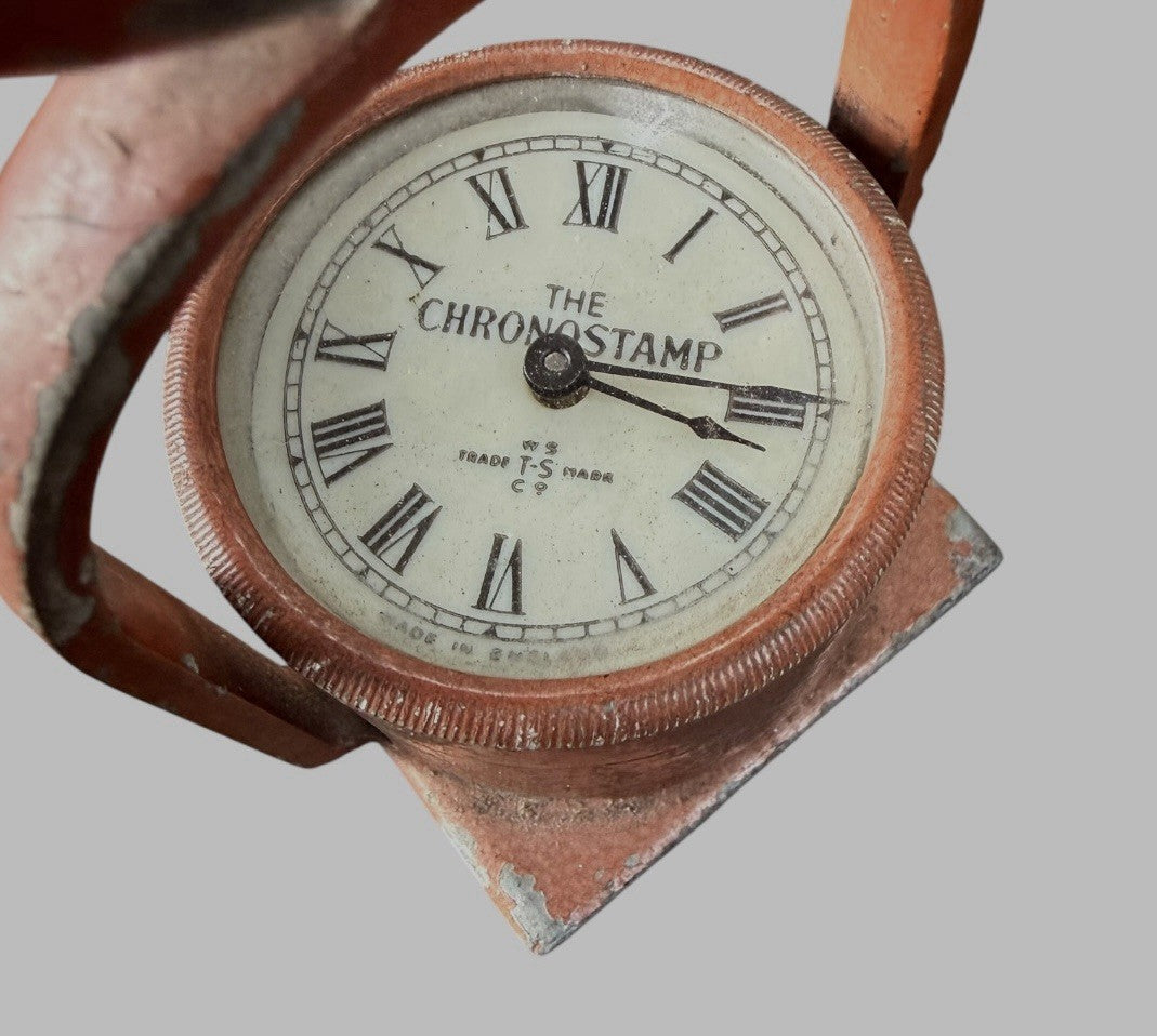 Pair Vintage Chronostamp Clocks Warwick Time Stamp Co Industrial