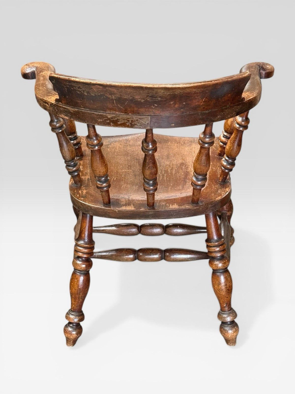 Antique Victorian Oak Captain’s Chair Desk Armchair Carver Seat Vintage