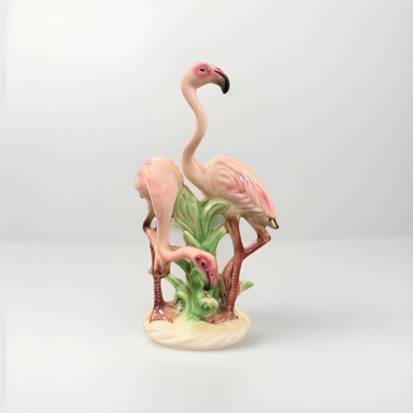 Vintage Goebel West German Flamingos Porcelain Figurine Mid Century Pink Birds