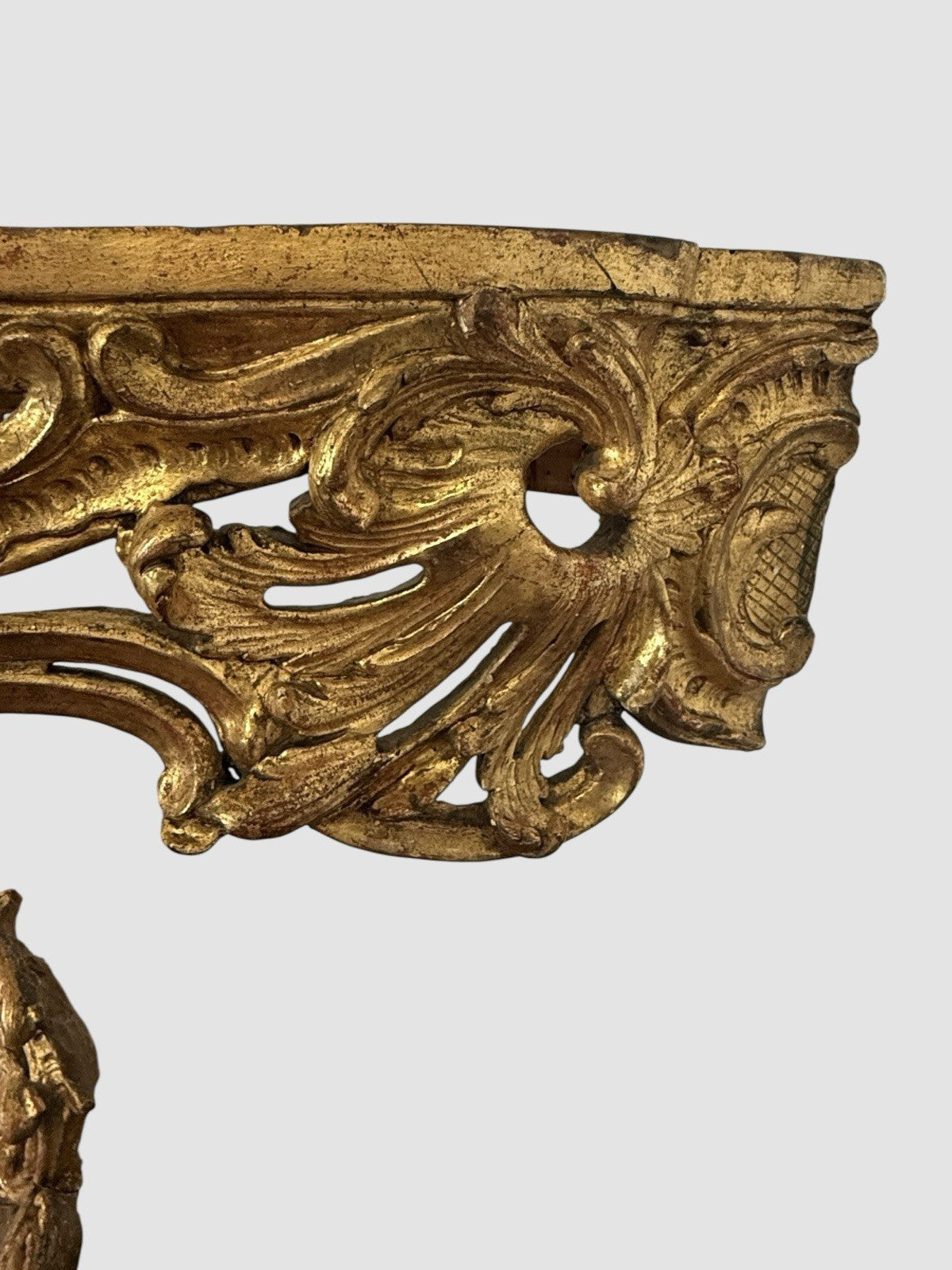 Antique Louis XV Carved Gilt Wood Console Table Rococo Style