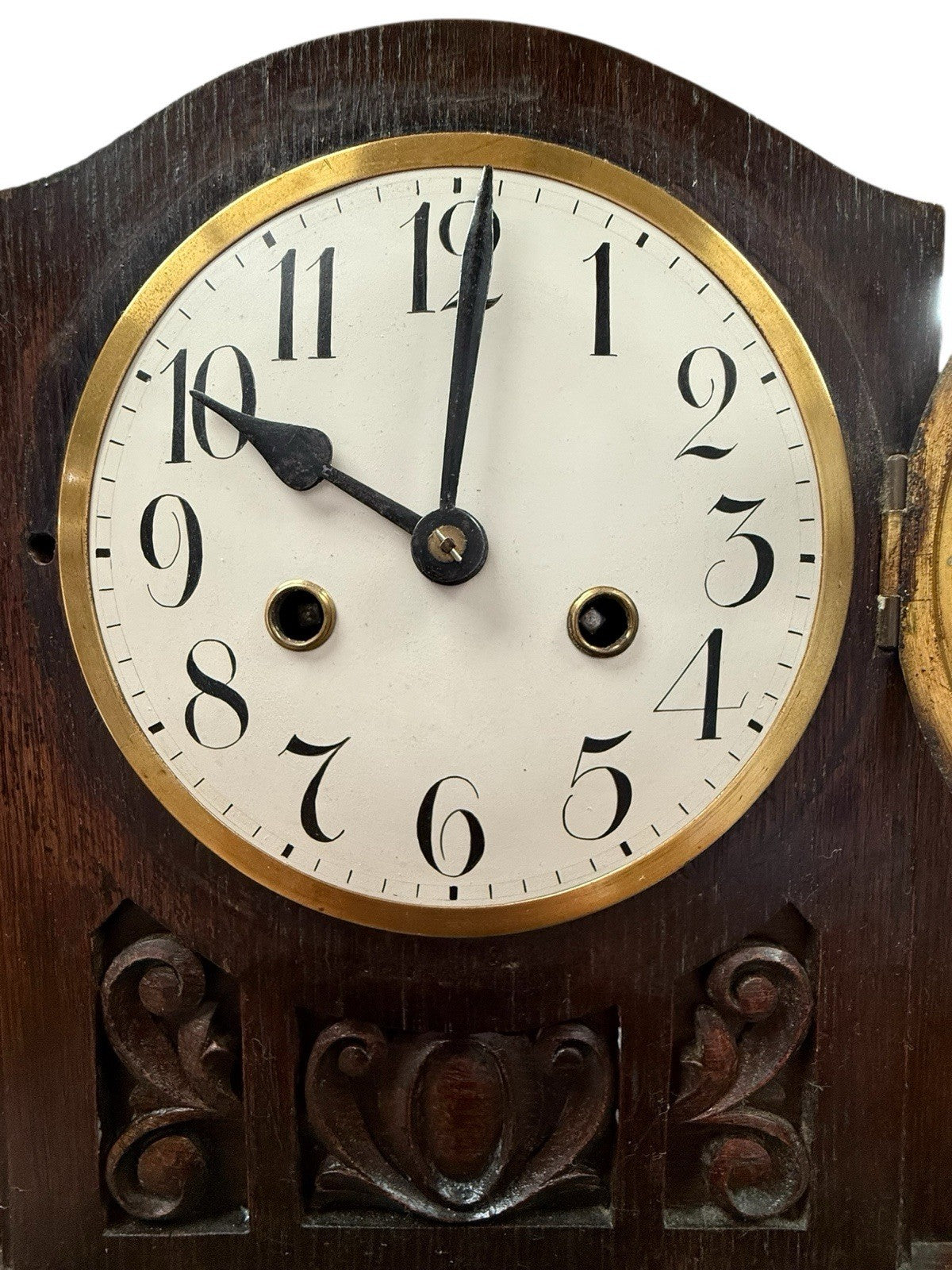 Antique Art Deco Oak Mantel Clock Mechanical Vintage 1920s 1930s