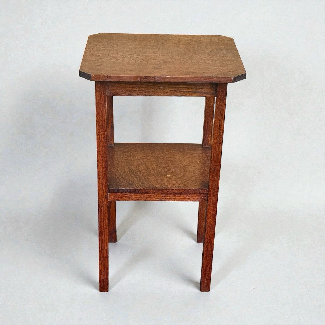 Antique Oak Two Tier Side Table Vintage Arts and Crafts Occasional Table