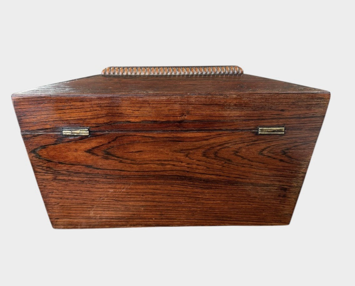 Antique Oak Tea Caddy 2 Compartment Vintage Collectors Storage Box