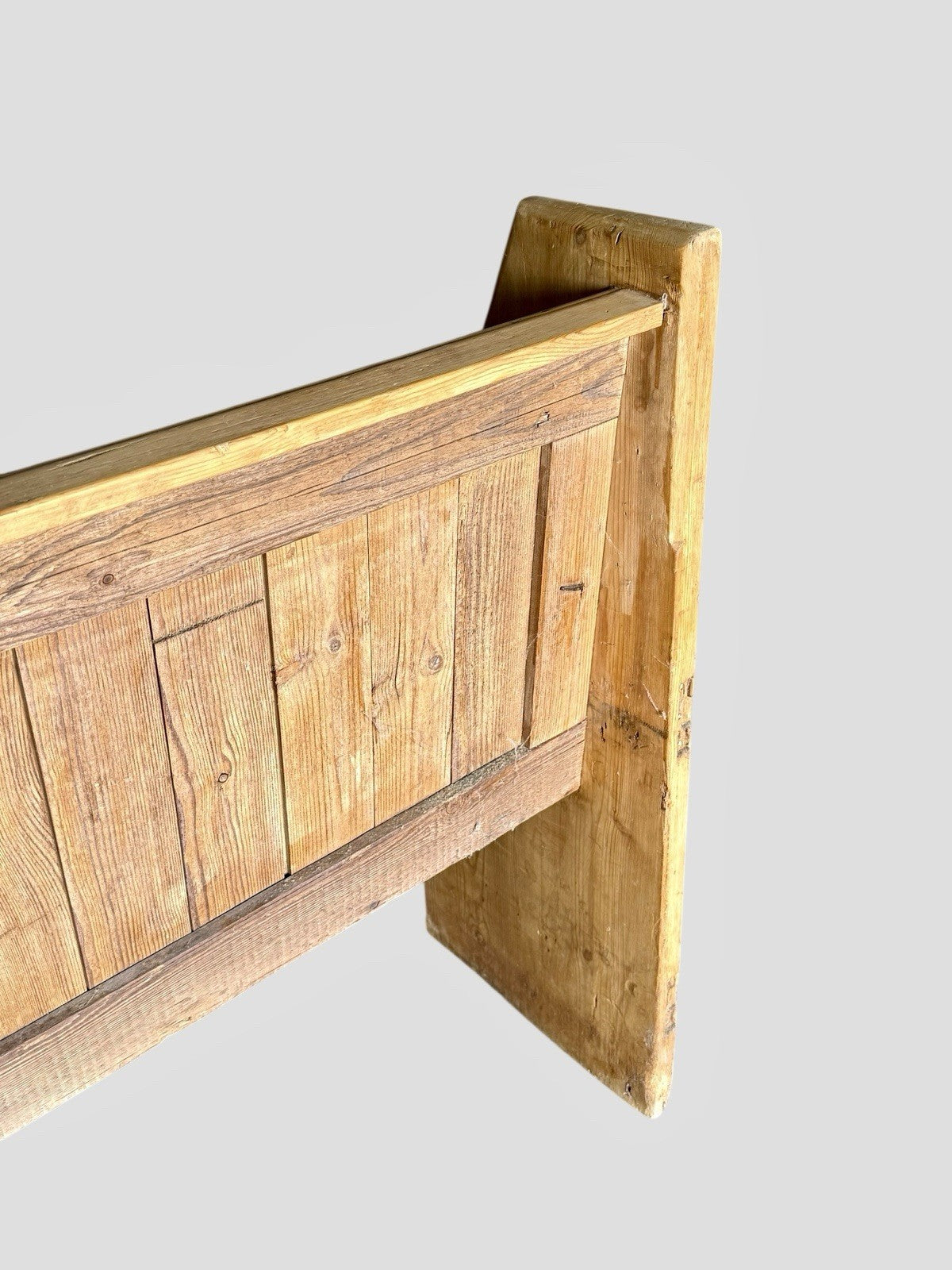 Antique Pine Church Pew Solid Wood Chapel Bench Rustic Seating Vintage