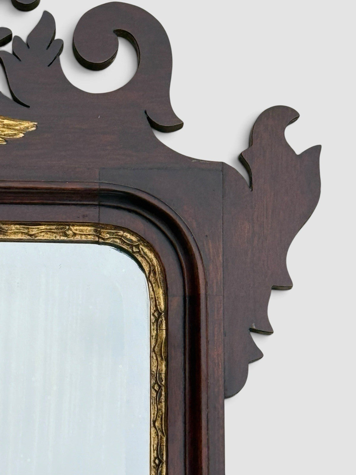 Antique Georgian Style Mahogany Wall Mirror Ho Ho Bird Carved Frame c1890