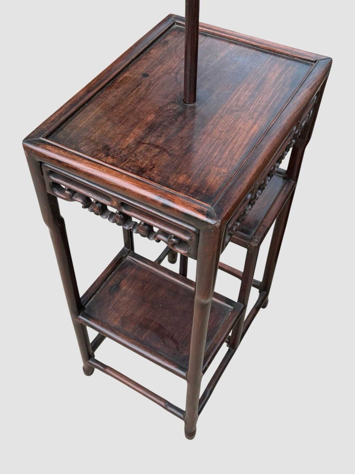 Antique Chinese Hongmu Lamp Table Carved Hardwood Side Table Oriental