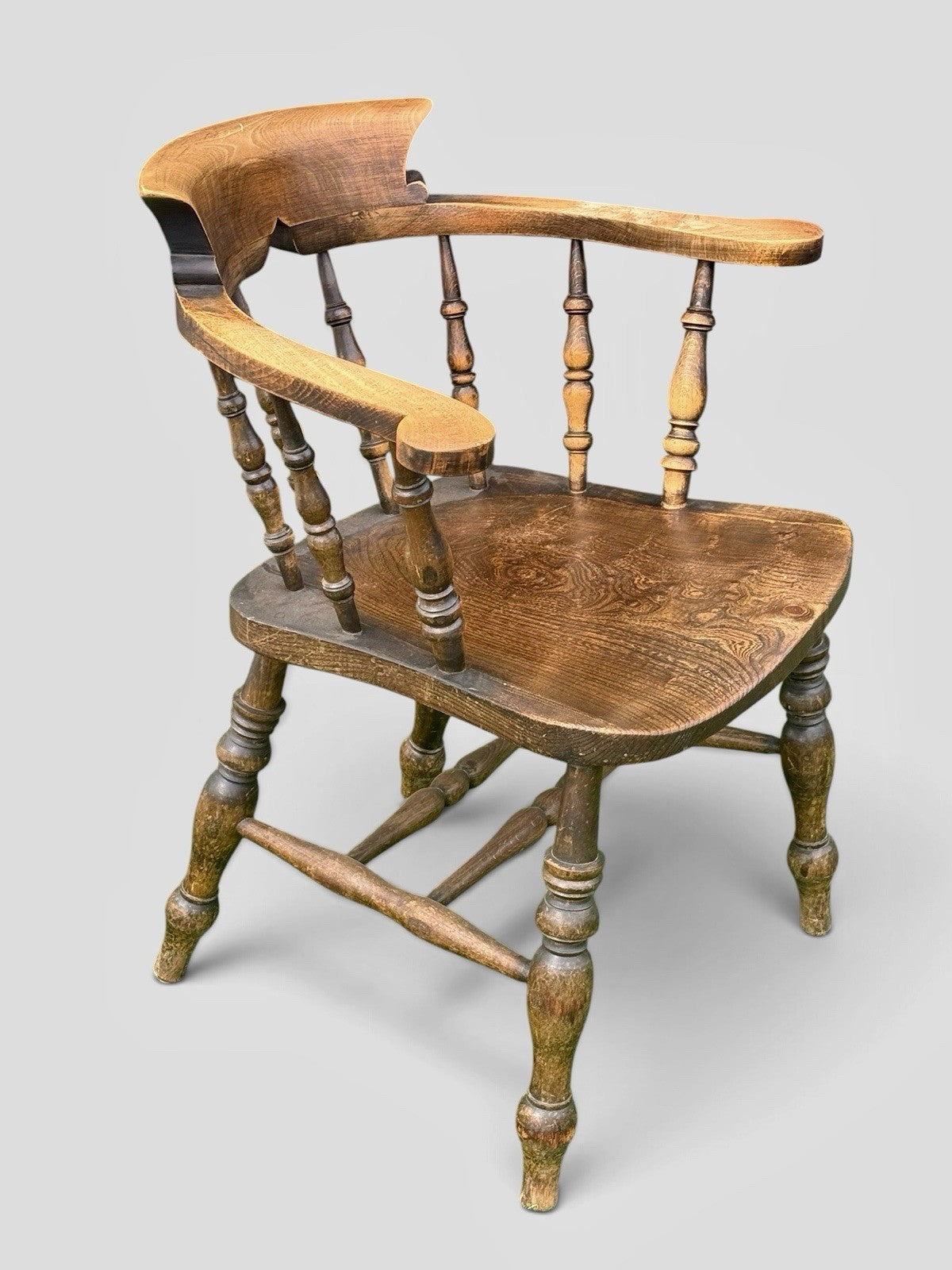 Antique Victorian Beech & Elm Smokers Captains Chair English Circa 1890