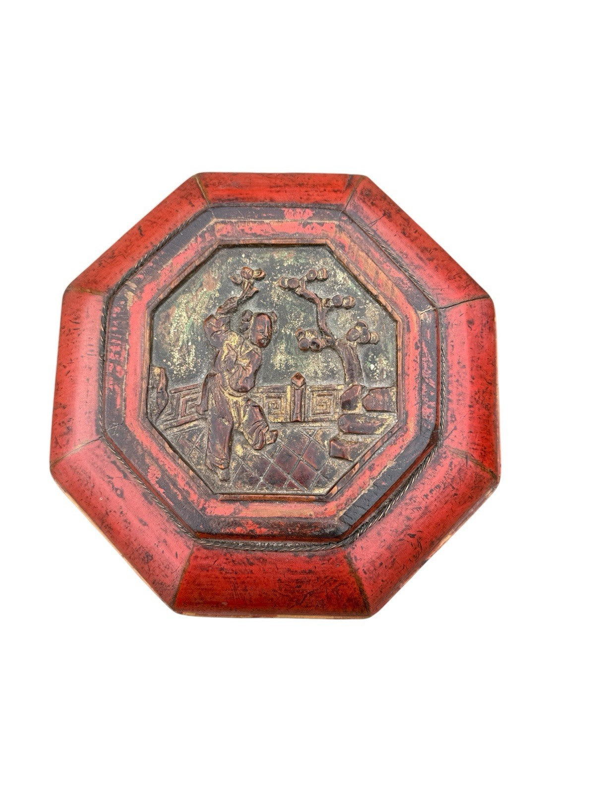 Red Lacquered Chinese Wooden Box 