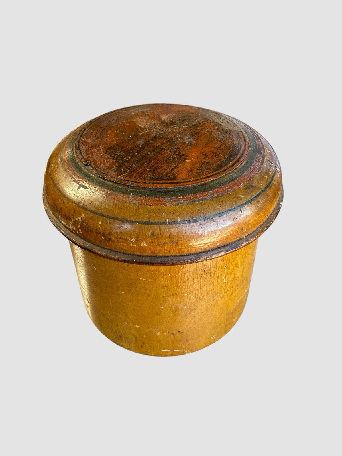 Antique Treen Wooden Box 19th Century Hand Carved Storage Collectible Vintage