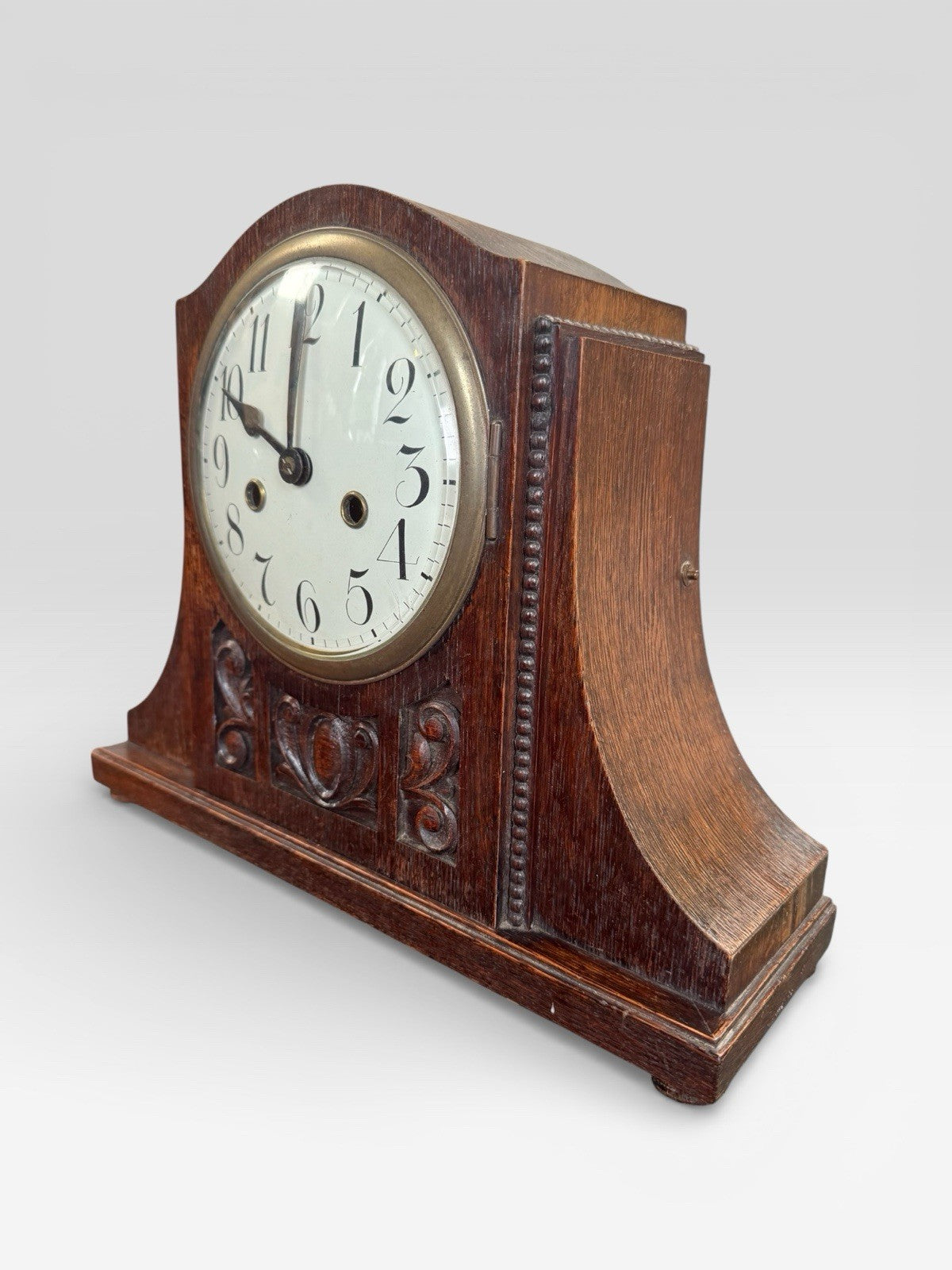 Antique Art Deco Oak Mantel Clock Mechanical Vintage 1920s 1930s