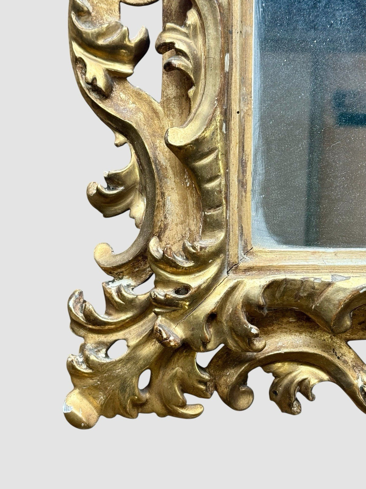 Antique Pair Carved 19th Century Giltwood Florentine Wall Mirrors