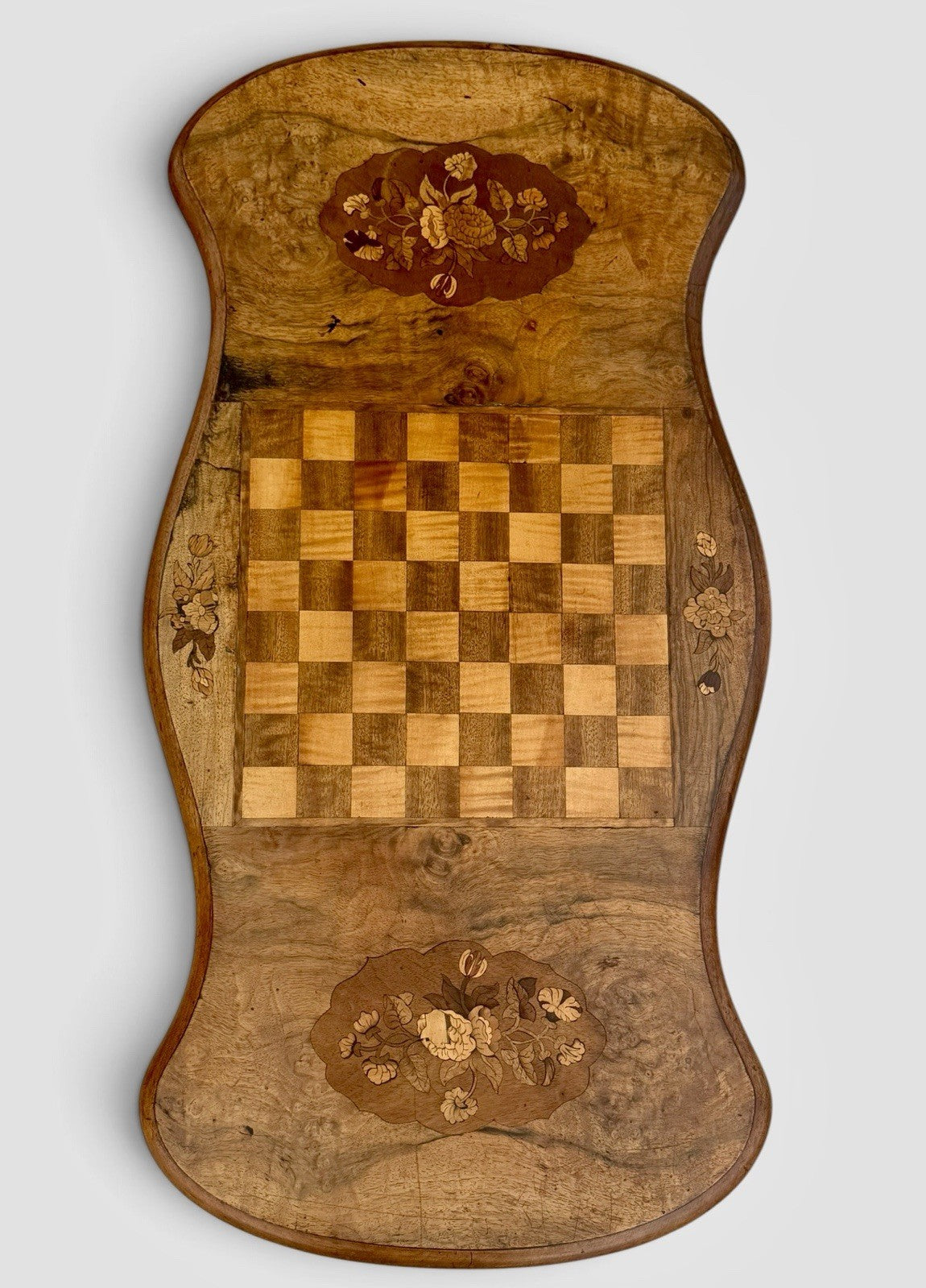 Antique Victorian Walnut Games Chess Table 19th Century Inlaid Board Side Table