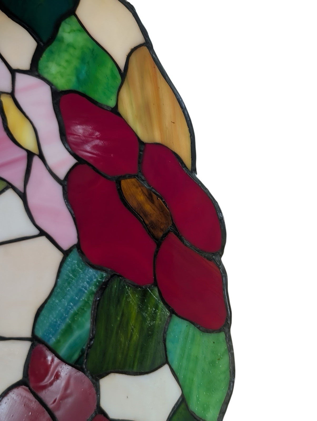 Pair Tiffany Style Glass Ceiling Pendants Vintage Stained Glass Lights