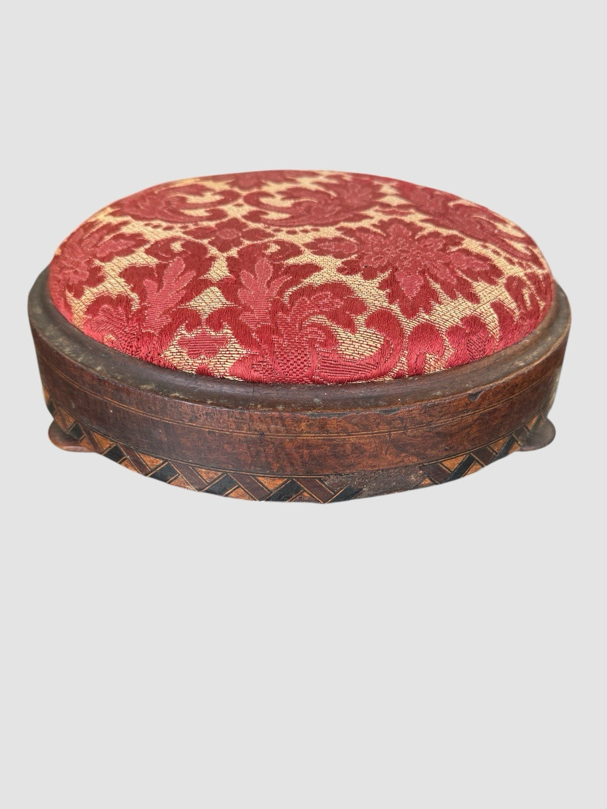 English Victorian Ebonised Cushioned Footstool Art Nouveau Detail