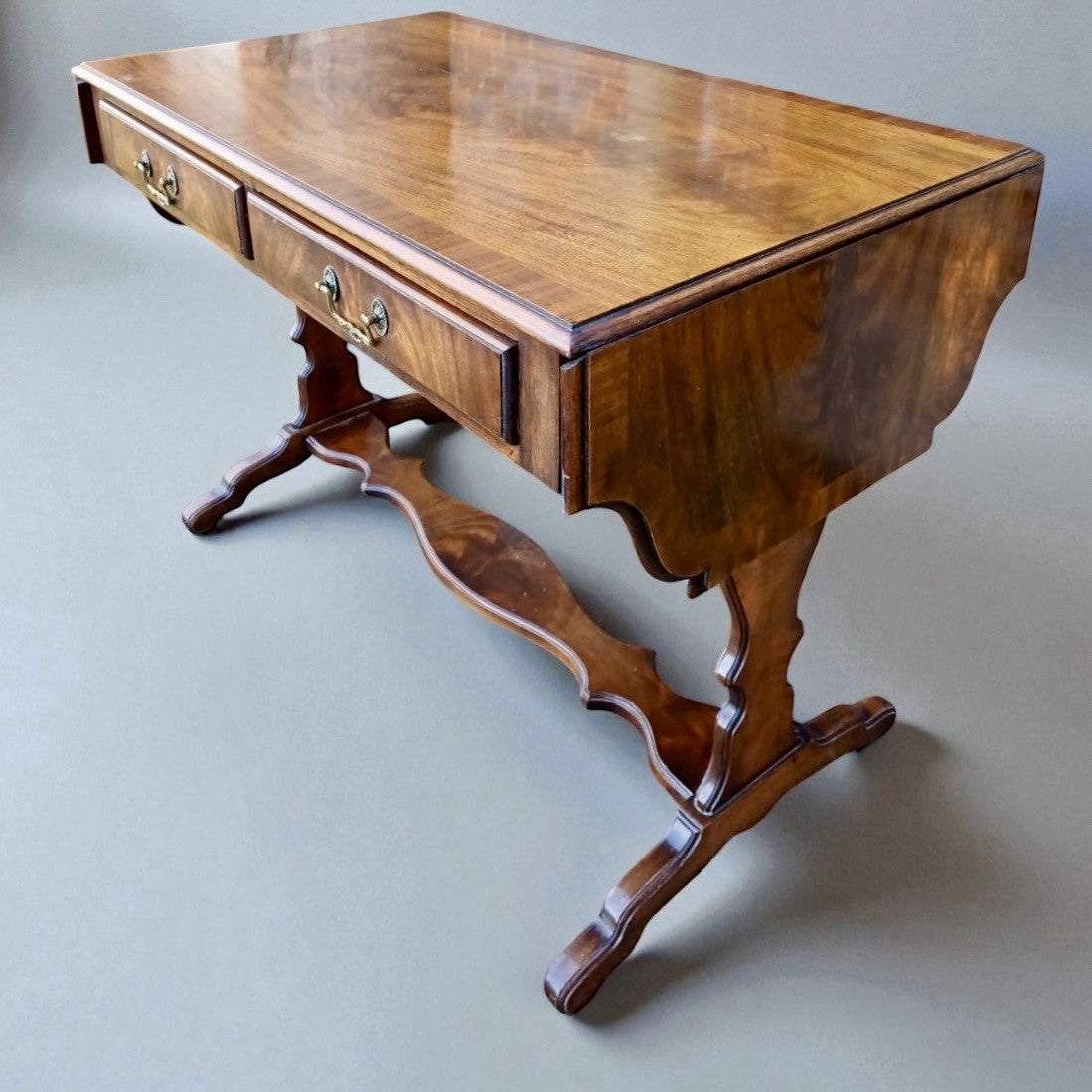 Antique Victorian Mahogany Two Drawer Side Table 19th Century Hall Console