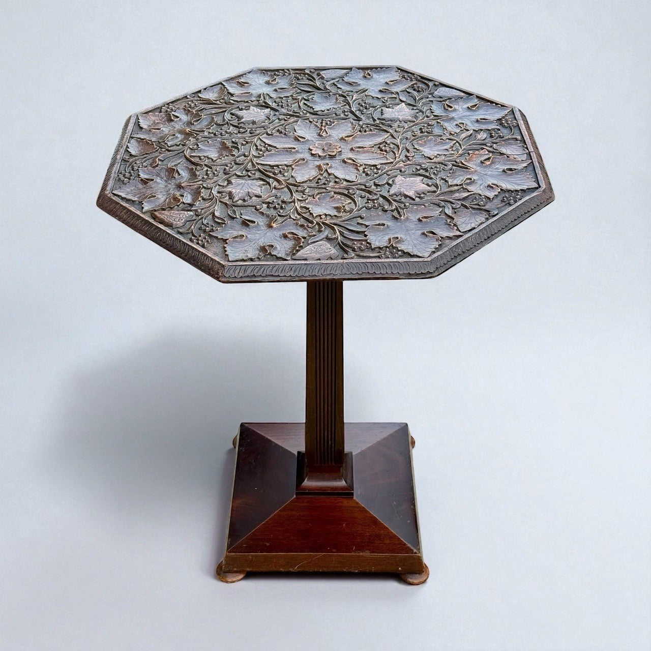 Antique Tilt Top Carved Oak Table 