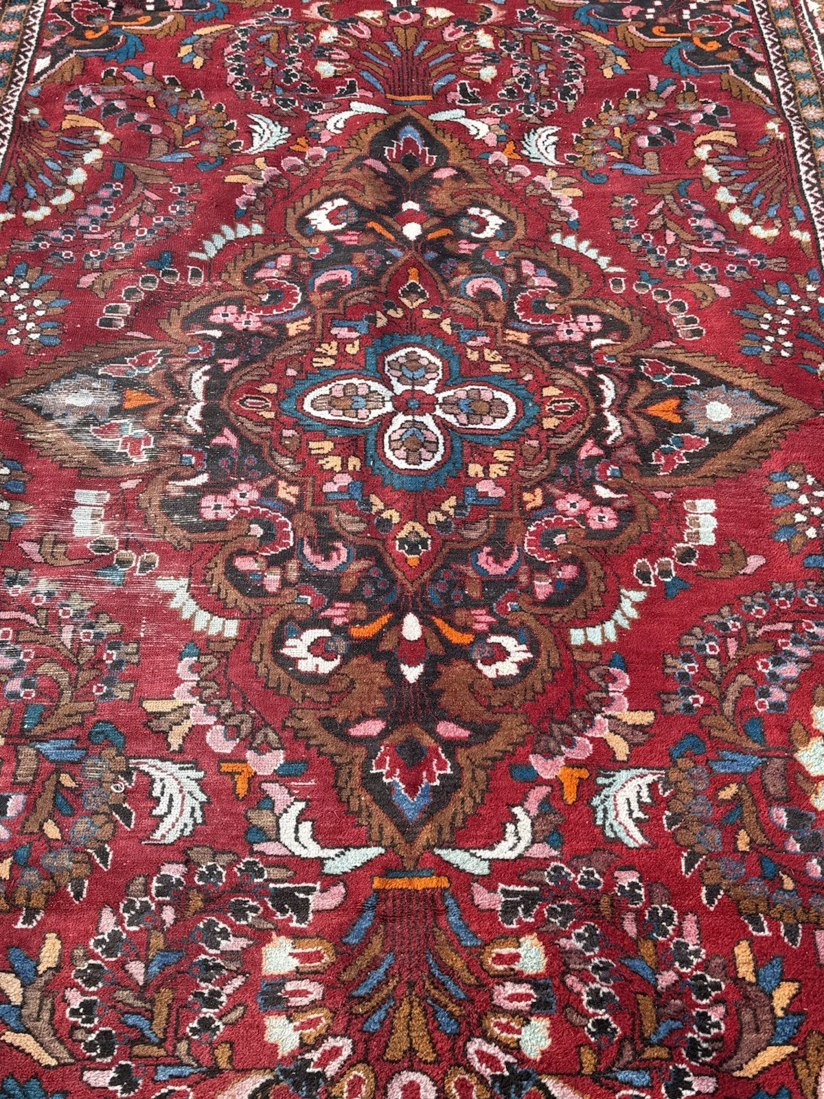 Vintage Keshan Rug Hand Knotted Wool Traditional Oriental Carpet