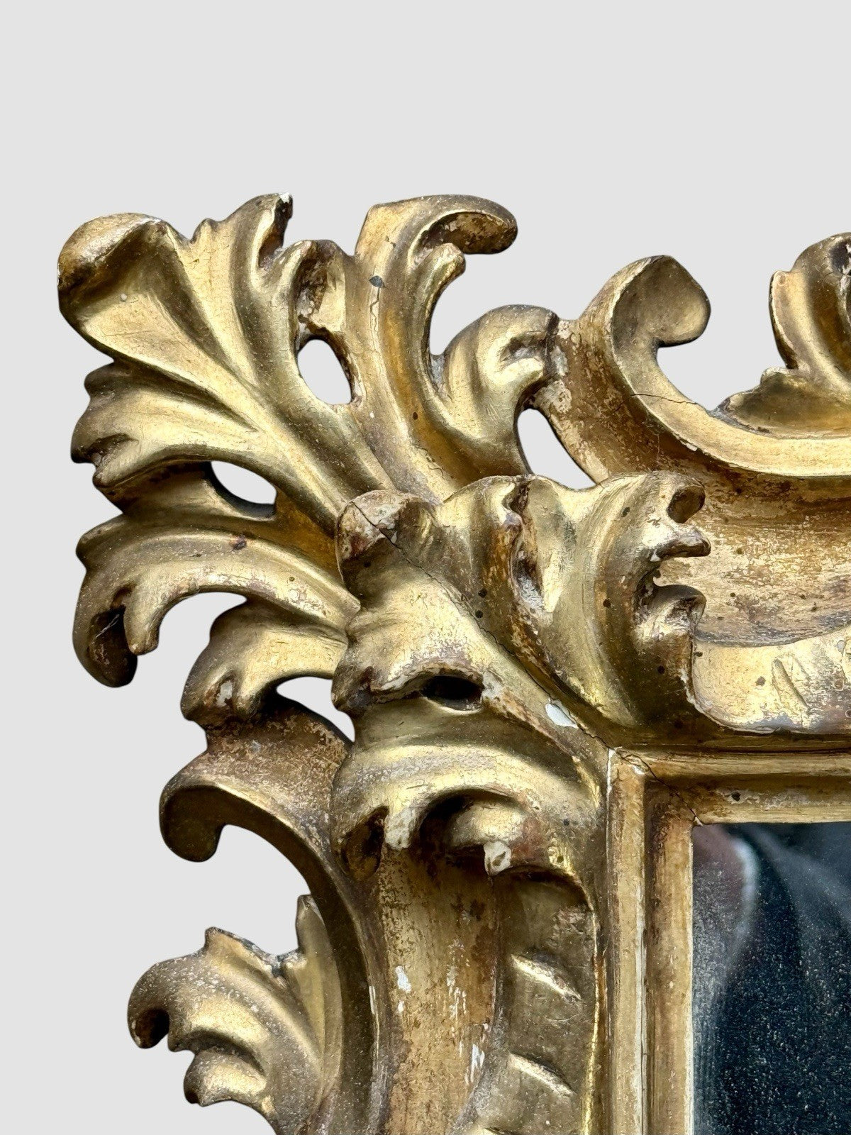 Antique Pair Carved 19th Century Giltwood Florentine Wall Mirrors
