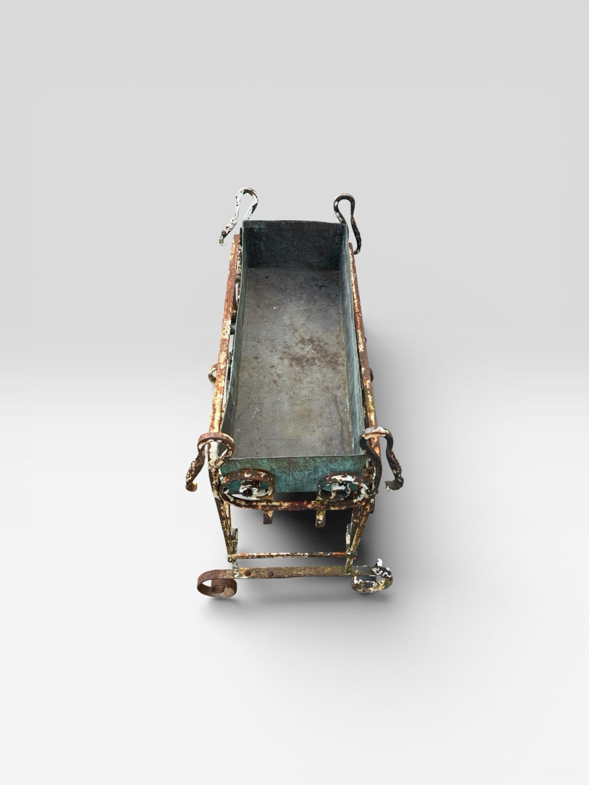 Antique French Wrought Iron Planter Garden Urn Decorative Patio Vintage