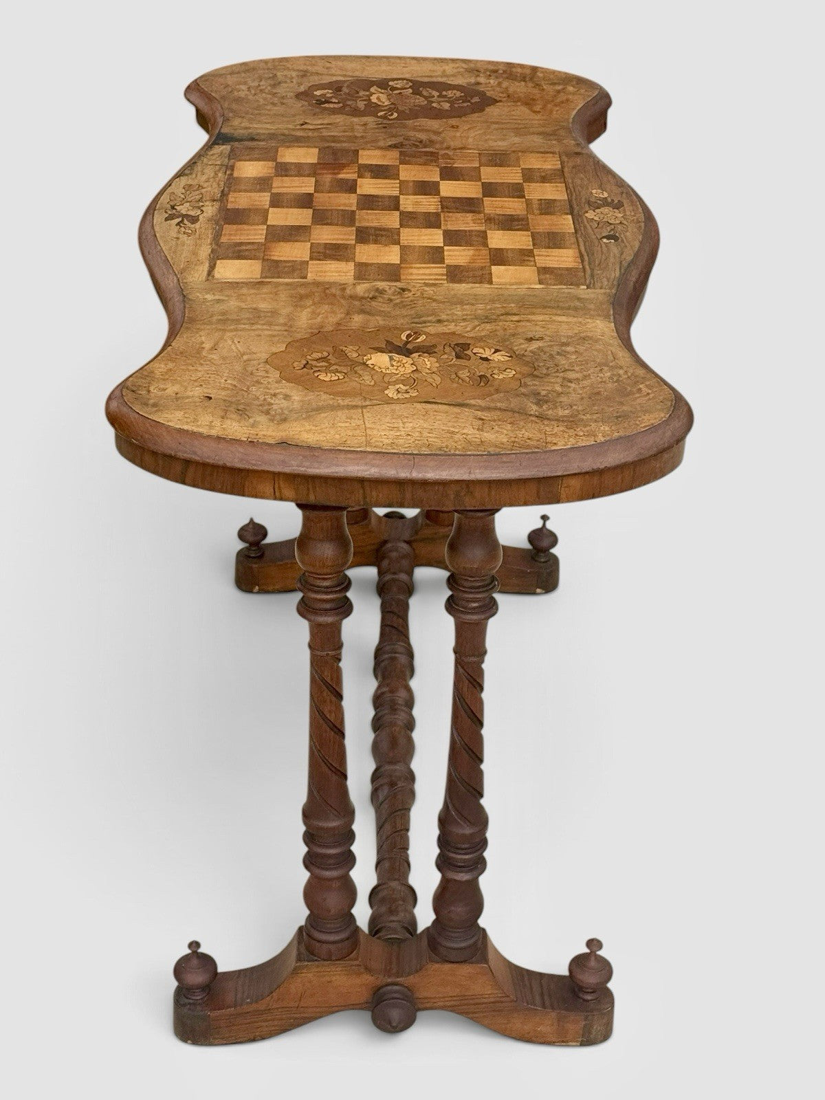 Antique Victorian Walnut Games Chess Table 19th Century Inlaid Board Side Table