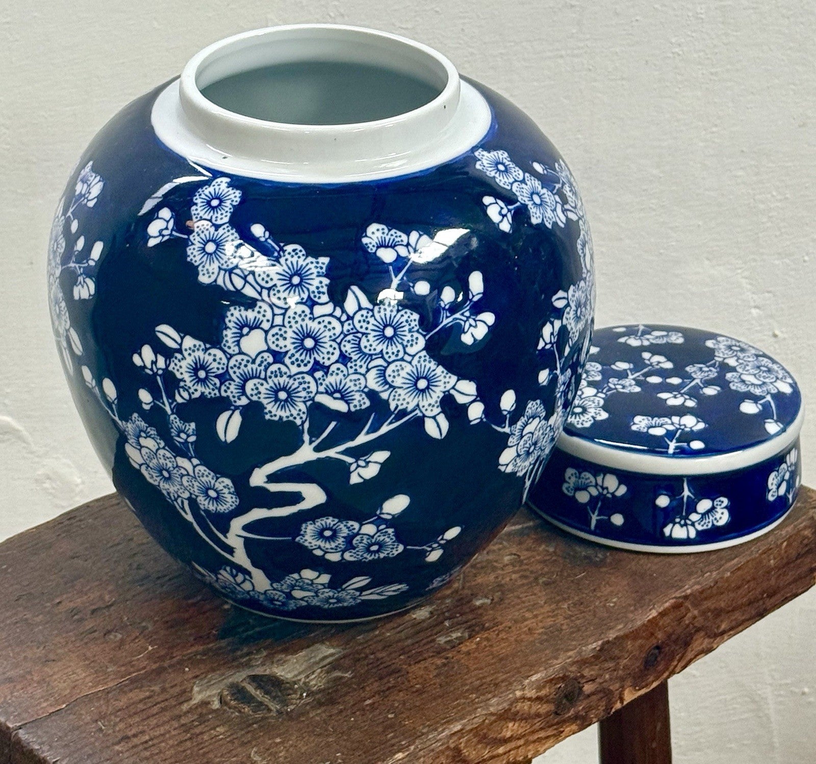 Vintage Blue And White Ginger Jar