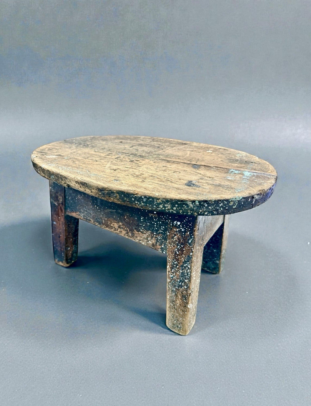 Antique Vernacular Wooden Stool Rustic Farmhouse Milking Seat Country Decor