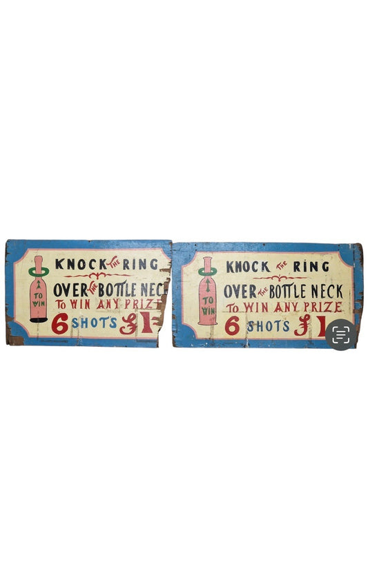 Original Hand Painted Wooden Fairground Tickets 