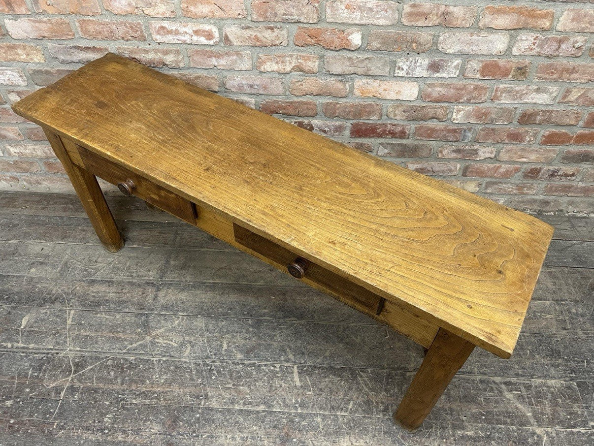 Antique Rustic Oak Console Table With Drawers Vintage Farmhouse Country Kitchen