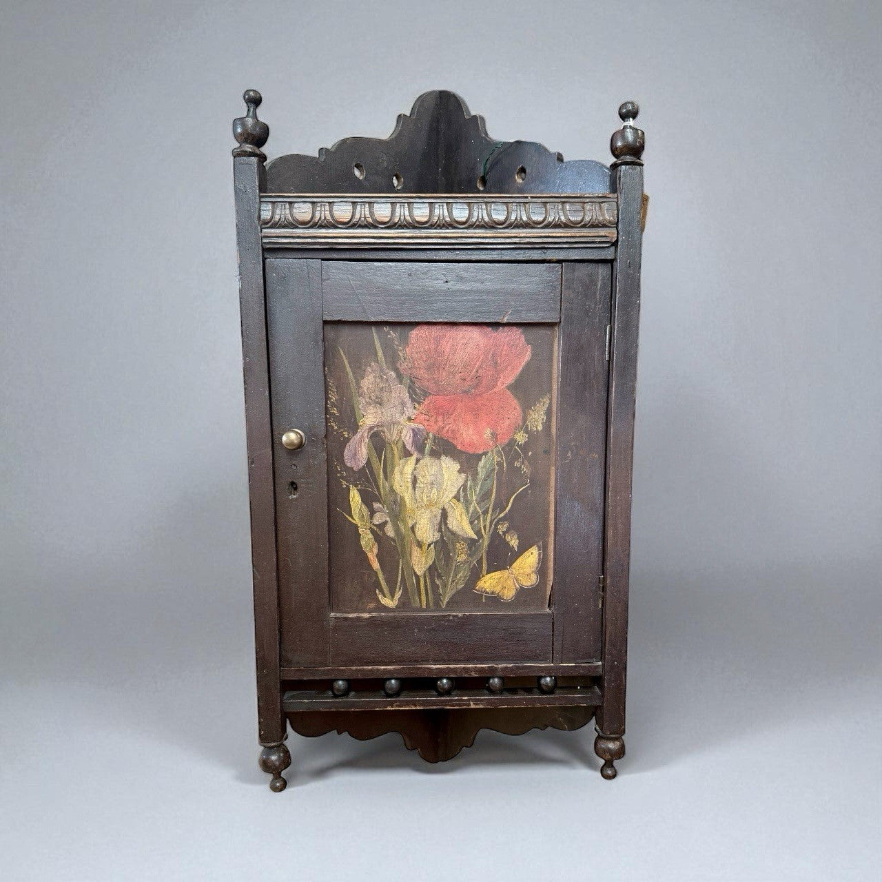 Antique Hand Painted Corner Cupboard 