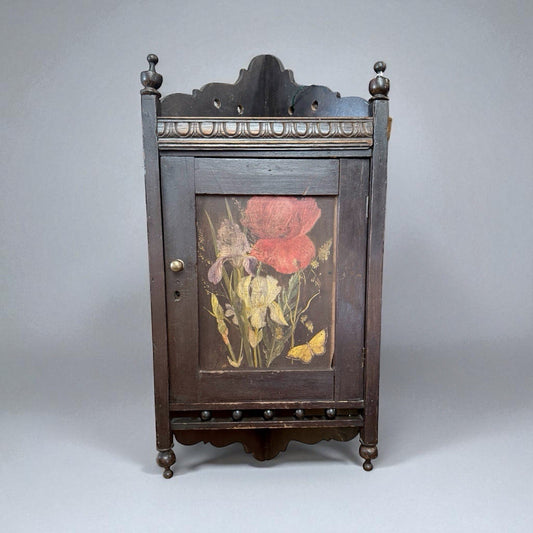 Antique Hand Painted Corner Cupboard 